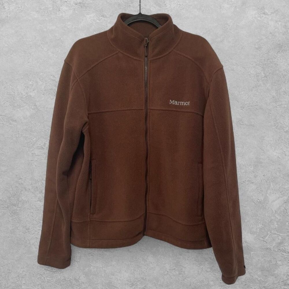Marmot Mens Full Zip Fleece Jacket Brown L Gorpcore Cabincore Hiking